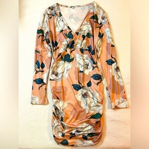 Floral Creamy Pink Floral Skin Tight Dress